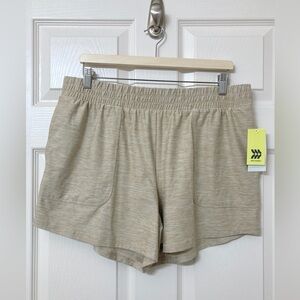 NEW All in Motion Beige Knit Shorts Large Athleisure Casual Yoga Athletic Summer